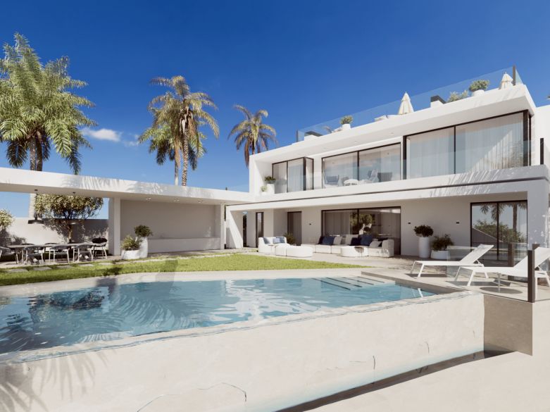 Stylish villa with sea views in the gated community of Cascada de Camojan, above Marbella town!