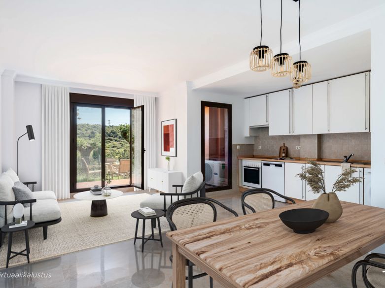 Elegant Coastal Living in Estepona – Corner Garden Apartment with Style & Serenity in Costa Galera