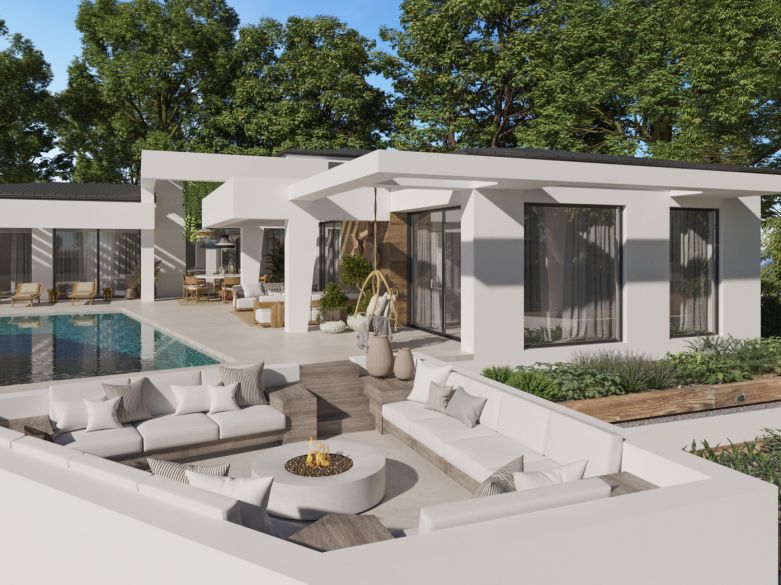 Tre unike villaer bygget på ett nivå